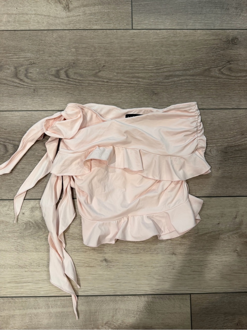 Lioness Blush Pink Ruffled One-Shoulder Crop Top